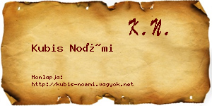 Kubis Noémi névjegykártya