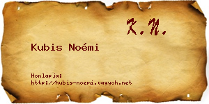 Kubis Noémi névjegykártya